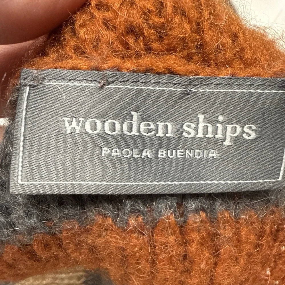 Wooden Ships Infinity Scarf Mohair Wool Blend Earth-toned Palette Striped Boho
